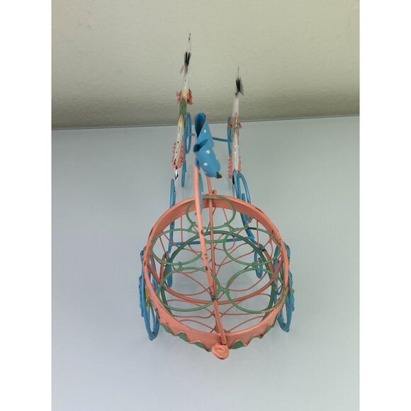 Wire Basket Bunny Carriage Egg Holder Easter Spring Metal Decoration, READ - Picture 9 of 16